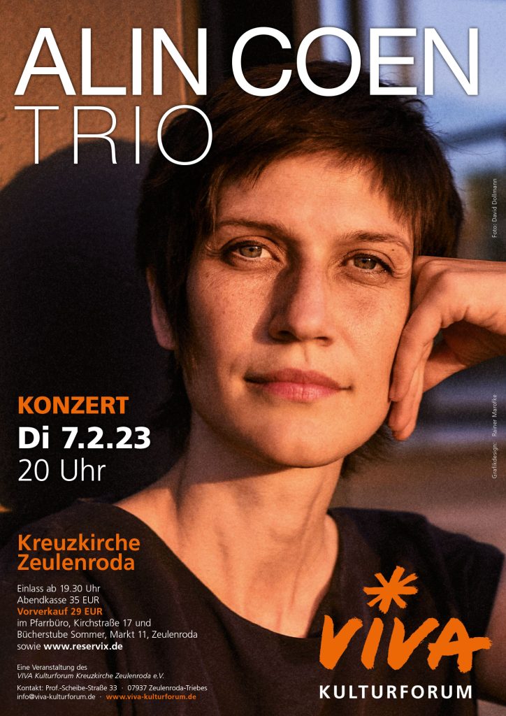 Veranstaltungen – VIVA Kulturforum Kreuzkirche Zeulenroda – Konzert Alin Coen Trio